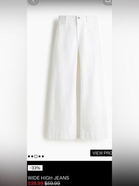 H&m Wide High Jeans - White